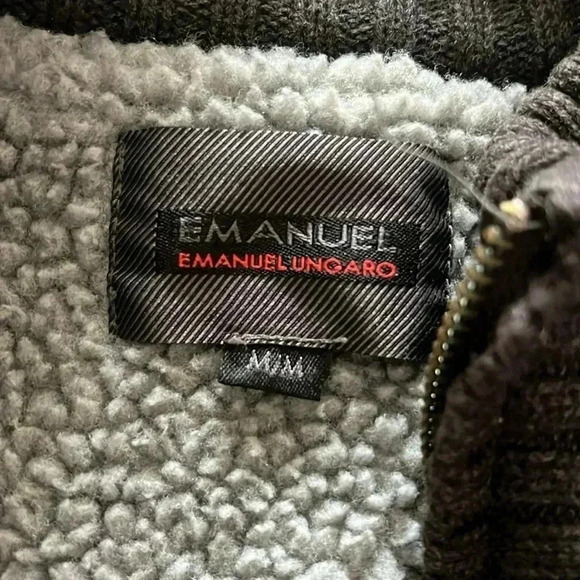 [M]Emanuel Ungaro Fleece Lined Cotton Knit Zip Up Heavy Sweater  Jacket - Picture 2 of 11